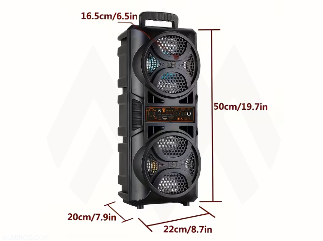 Joha 9000W Dual 6.5" Bluetooth Speaker Bass - with Mic