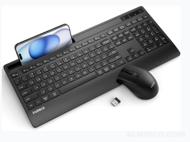 Accessory Wireless Keyboard Mouse Combo with Wrist Rest and Phone Holder